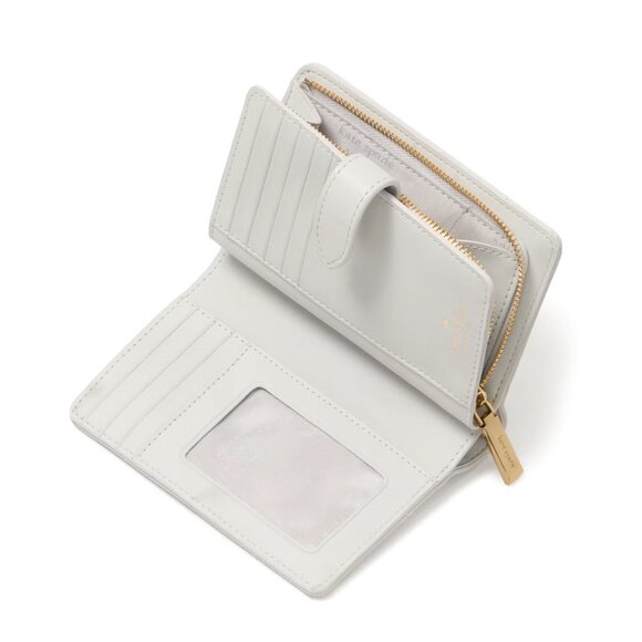 New Kate Spade Carey Medium Bifold Wallet Smooth Quilted Leather Stone Path - Picture 3 of 3